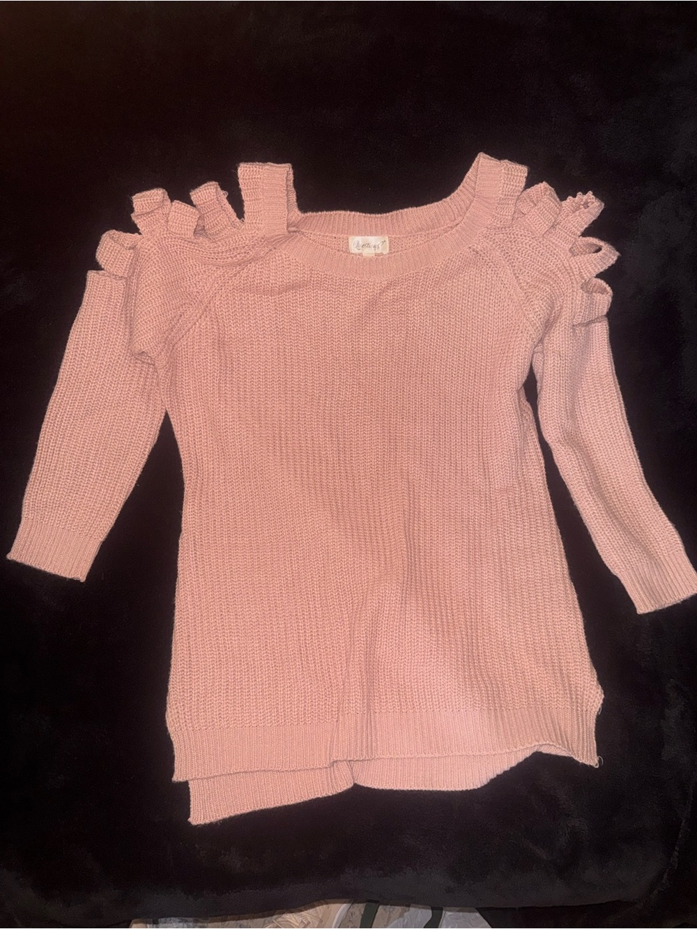 Women’s Pink Cutout-Shoulder Sweater
